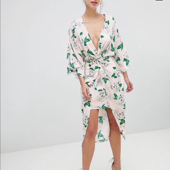 ASOS Dresses & Skirts - ASOS DESIGN pretty floral satin kimono midi dress